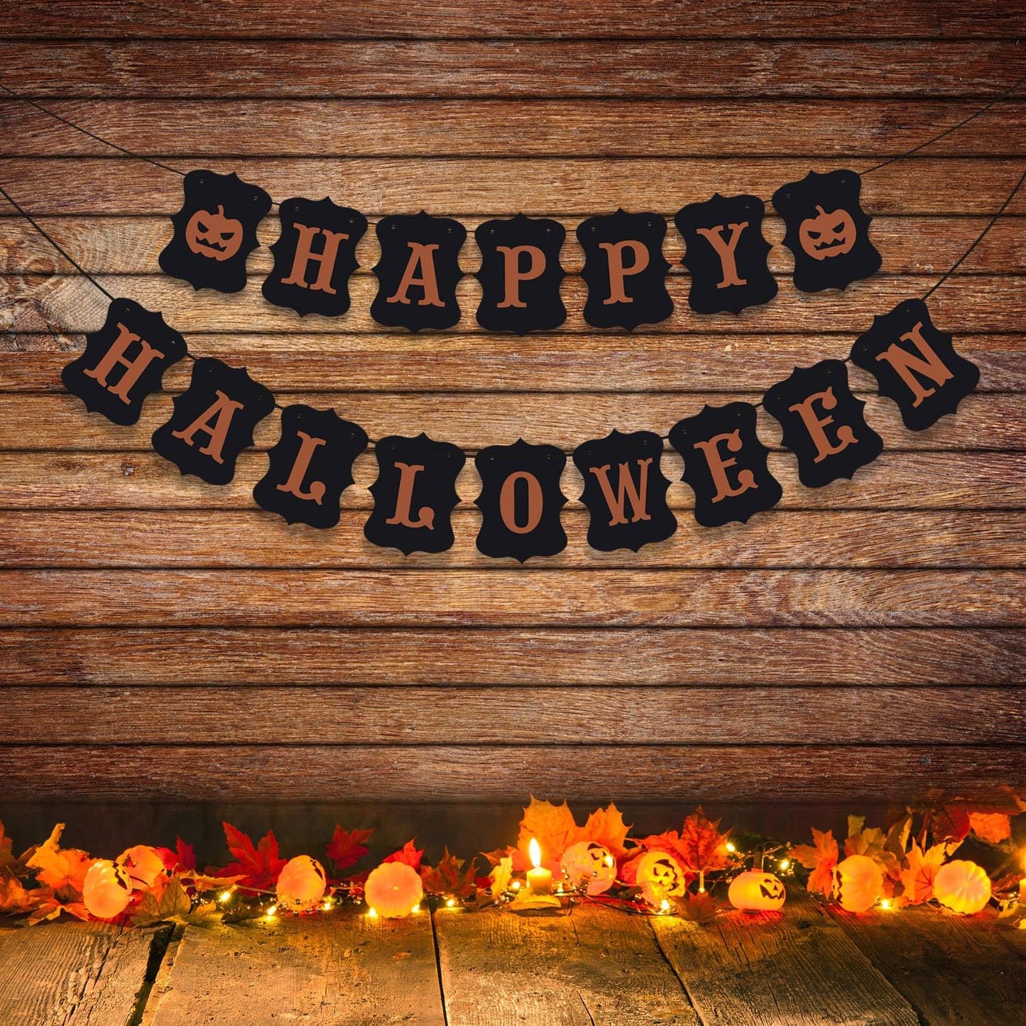 ERKOON Happy Halloween Banner Bunting with Pumpkin Sign for Halloween Wall Decorations Party Supplies Home Hanging Photo Props