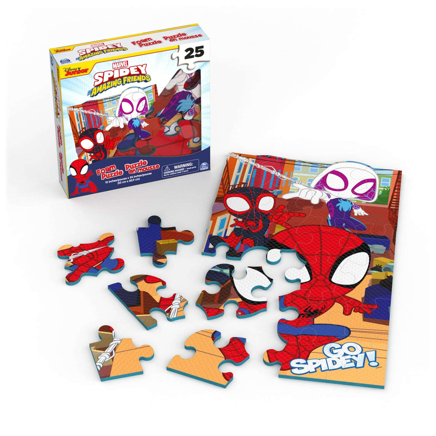 Spin Master Games, Marvel Spidey and His Amazing Friends Puzzles, Squishy Foam Puzzle, 25 Pieces, Spiderman Toys, for Ages 4 & Up