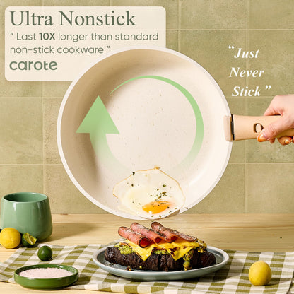 CAROTE 25pcs Pots and Pans Set Non Stick, Cookware Sets, Kitchen Set, Oven/Dishwasher/Fridge Safe, Space Saving Pots Set, Nonstick Set with Versatile Detachable Handle, Induction RV Set, Green