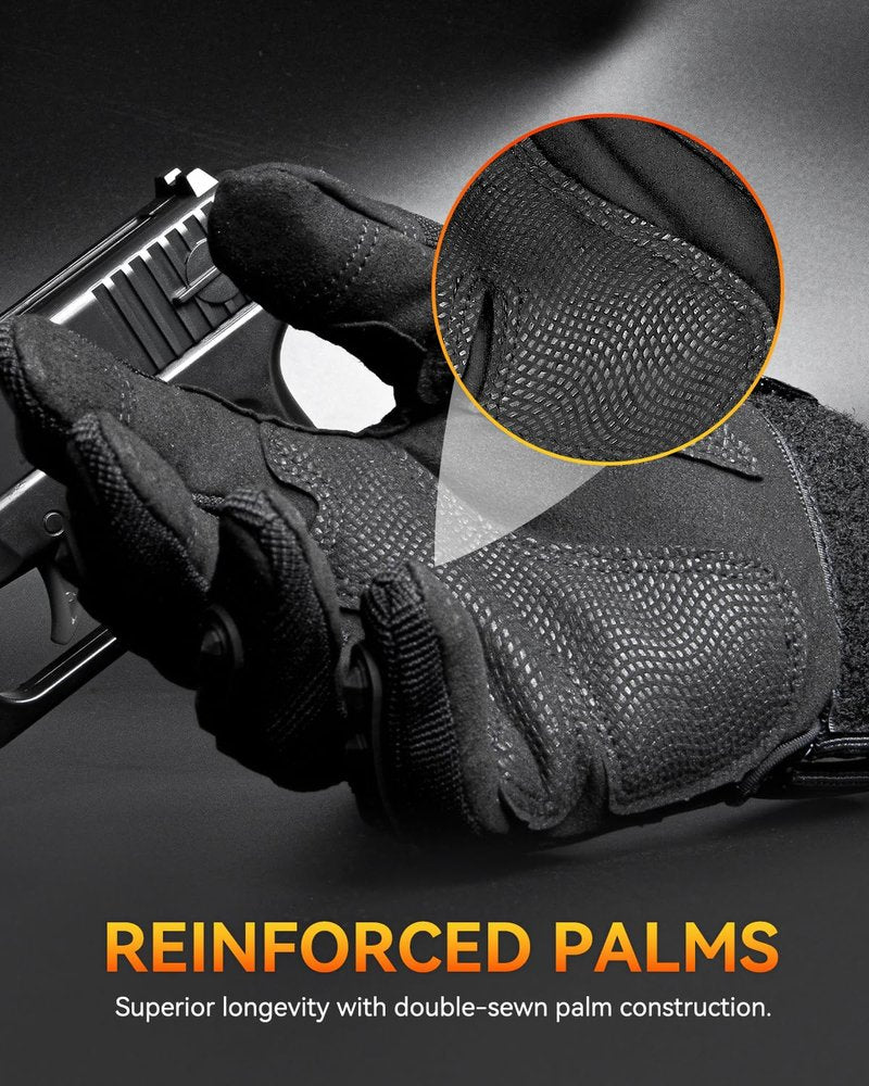 Tactical Gloves for Men and Women, Motorcycle Gloves Black Touchscreen with Hard Shell for Airsoft, Paintball, Motocross, Hunting, Shooting, Camping, ATV Riding, Outdoor Sports, Work (Black, Large)