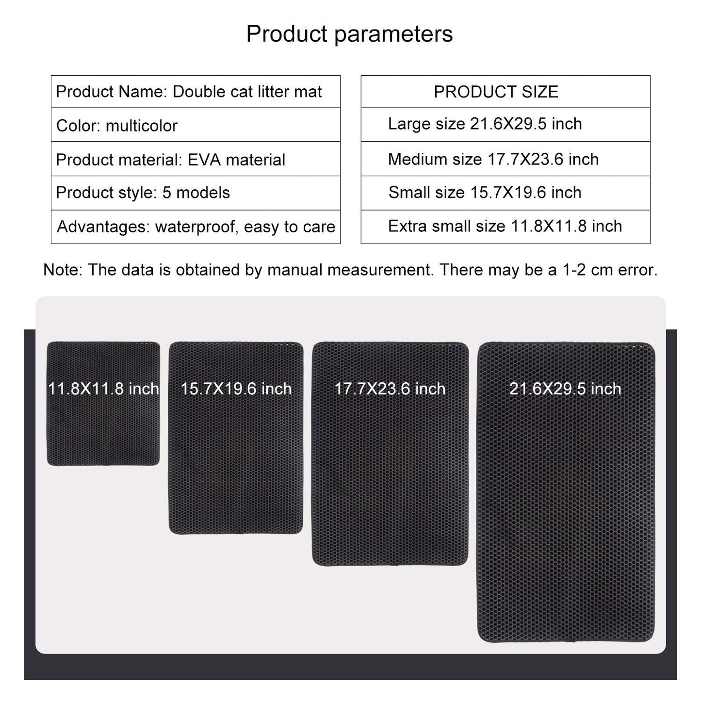 Cat Litter Box Mat Litter Double-Layer Design Waterproof Urine Proof Material, Easy Clean and Floor Carpet Protection Best Scatter Control Easy to Clean, Soft on Paws Cat Tray Mat (Small) (S (Pack of 1))