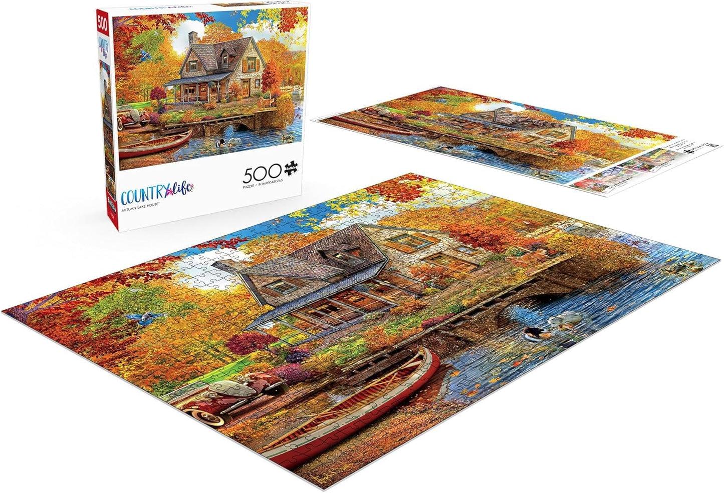 Buffalo Games - Angelo Bonito - Autumn Lake House - 500 Piece Jigsaw Puzzle for Adults -Challenging Puzzle Perfect for Game Nights - Finished Size is 21.25 x 15.00