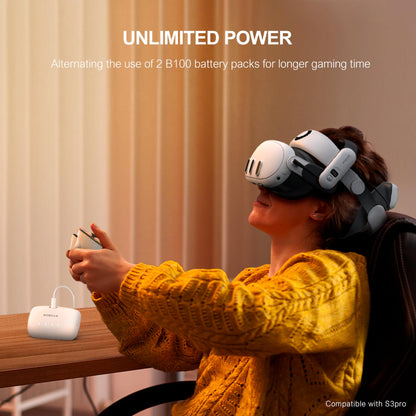 BOBOVR B100 Battery Pack for S3 Pro Replacement 10000mAh Hot-Swap Battery Accessories, Magnetic Connectors