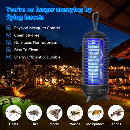 Bug Zapper Outdoor Rechargeable 2 in 1 Wireless Mosquito Killer Lamp 2500mAh Bug Zapper Electric Trap Ideal Fly Zapper Indoor for Patio, Home, Backyard, Yard, Garden, Campsite (Black) 1