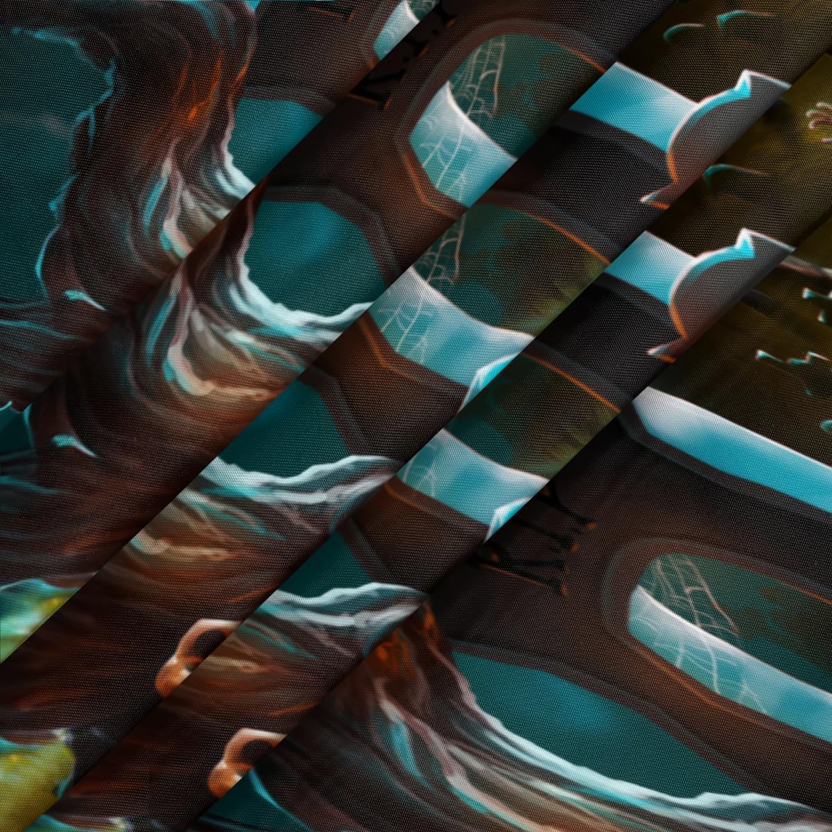 Halloween Turquoise Round Tablecloth with Elastic Halloween Decor Round Fitted Table Cover Wipeable Circle Outdoor Table Cloths for Kitchen Pattry Patio Dining Holiday Decorate Fit for 45"-50" Tables