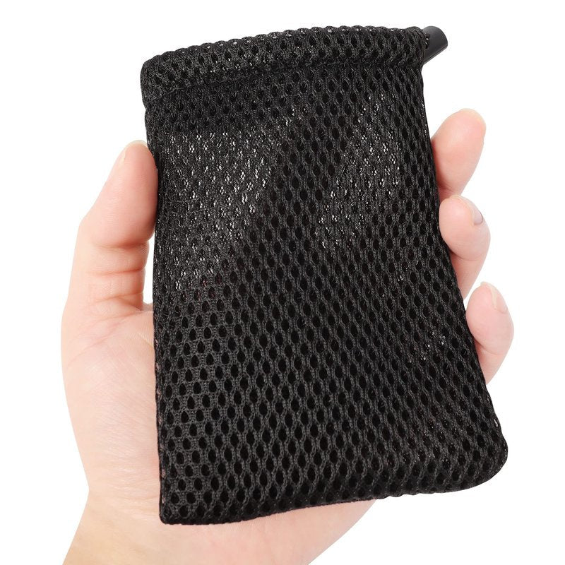 uxcell Nylon Mesh Drawstring Bag, 5 x 3.5 Inch Small Storage Pouch String Bags for Mini Stuff MP3 Charger Earphone Key, 3pcs Travel Kit Organizer for Lipstick Cosmetic Jewelry, Black