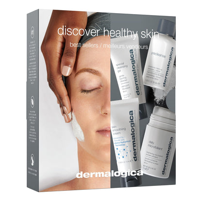 Dermalogica Discover Healthy Skin Kit, Polishes, Cleanses, Moisturisers, Precleanse 30ml, Special Cleansing Gel 15ml, Daily Microfoliant 13g, Skin Smoothing Cream 15ml , for All Skin Types