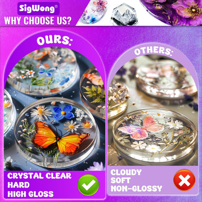 Epoxy Resin - 64OZ Newly Formulated Crystal Clear Coating Kit, No Yellowing No Bubble Easy Mix 1:1 Ratio, 2 Part Casting Resin for Art, Craft, Jewelry Making, River Tables