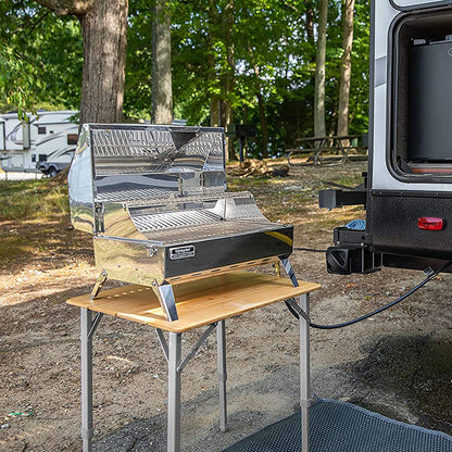 Camco Bamboo Folding Camping Table with Aluminum Legs - Natural Bamboo Top Measures 25 ½ x 19 ¾-inches & Supports Up to 85lbs - Lightweight for Added Portability & Includes Storage Bag (51895)