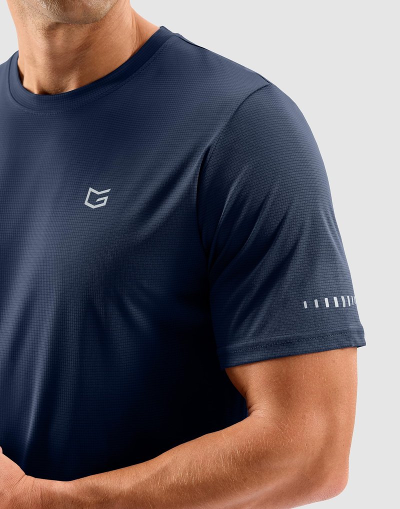 Men's Workout Breathable T-Shirts Dry Fit UPF 50+ Sun Shirts Quick Dry Cooling Tee for Athletic, Running, Hiking (Indigo Navy, 2XL)