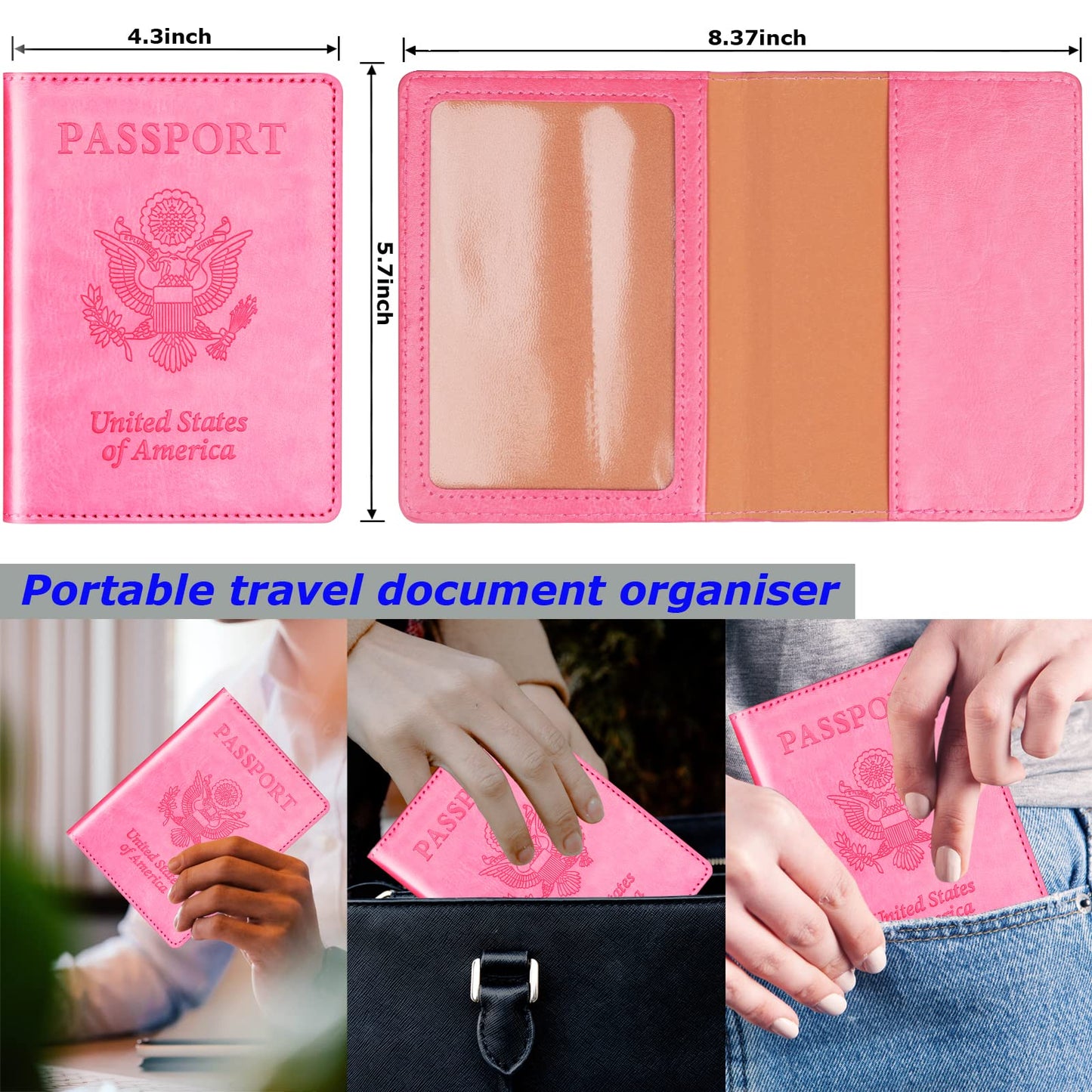 Herain Passport Holder for Travel 2 Pcs, Passport Cover Wallet Case Women Men Family Travel Cruise Ship Essentials, Passport Book Holders Travel Gifts Vacation Must Haves
