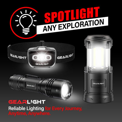 GearLight S1000 LED Tactical Flashlight - High Lumens, USB-C Fast Charging, Dual-Button, IPX4 Water-Resistant, Pocket-Sized for Camping & Emergencies with Batteries - 2 Pack, (Rechargeable)