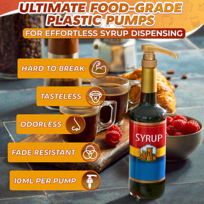 4 Pcs Coffee Syrup Pump Dispenser - Works as Skinny and Torani Syrup Pump - Precise Dispensing & Lockable Design, Fits Various 25.4 oz Bottles, Easy to Use & Clean, Ideal for Liquid & Pastes