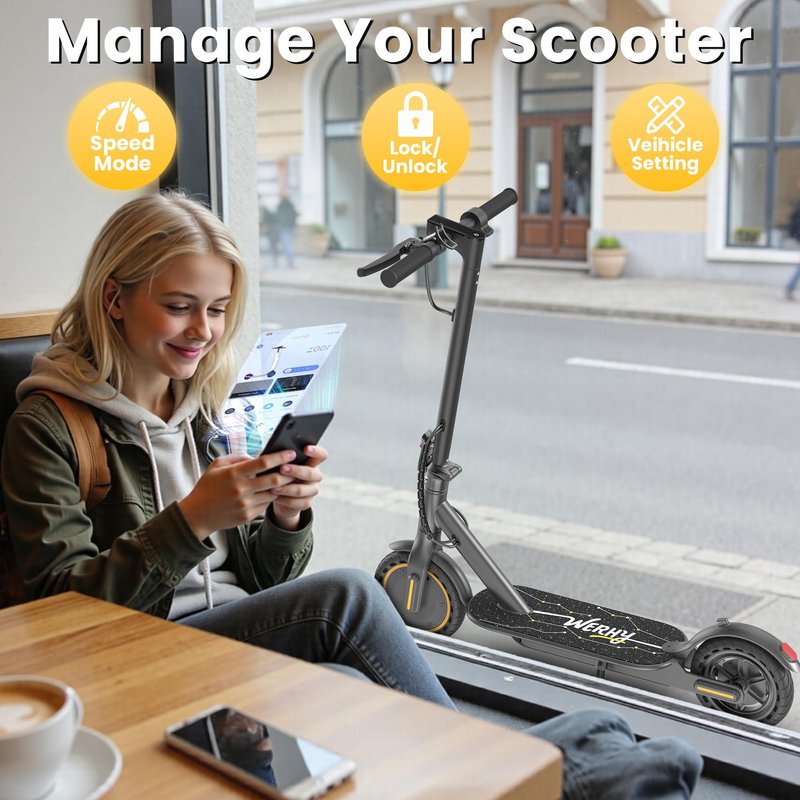 Electric Scooter, 350W Powerful Motor,8.5" Solid Tyre,19 Mph Top Speed,12 Miles Long Range, Lightweight Foldable E-Scooter with EABS & Drum Brake