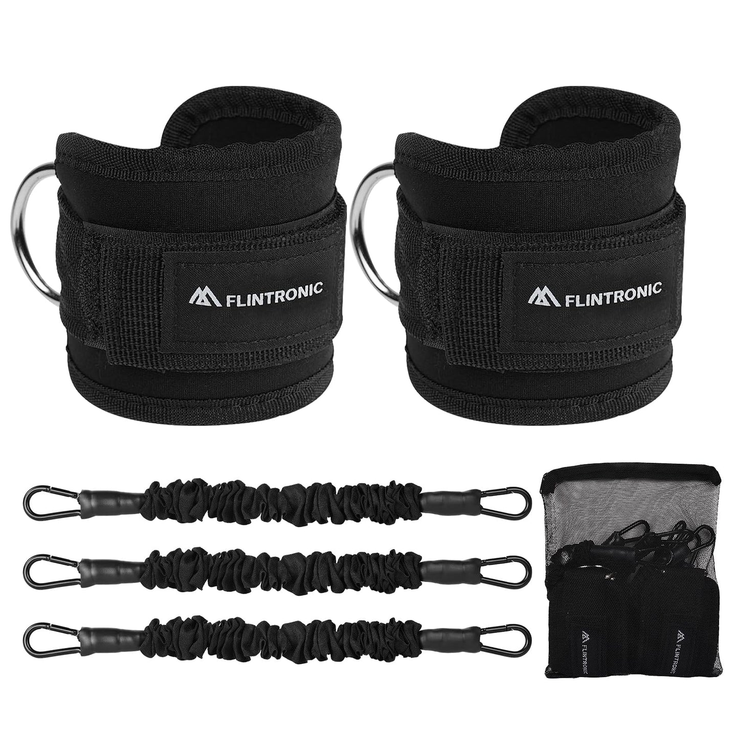 flintronic Resistance Bands Set, Ankle Resistance Bands, Gym Cuffs with Double D-Ring, Resistance Bands Set with Ankle Straps, for Muscle Shaping Home Workouts and Fitness Training