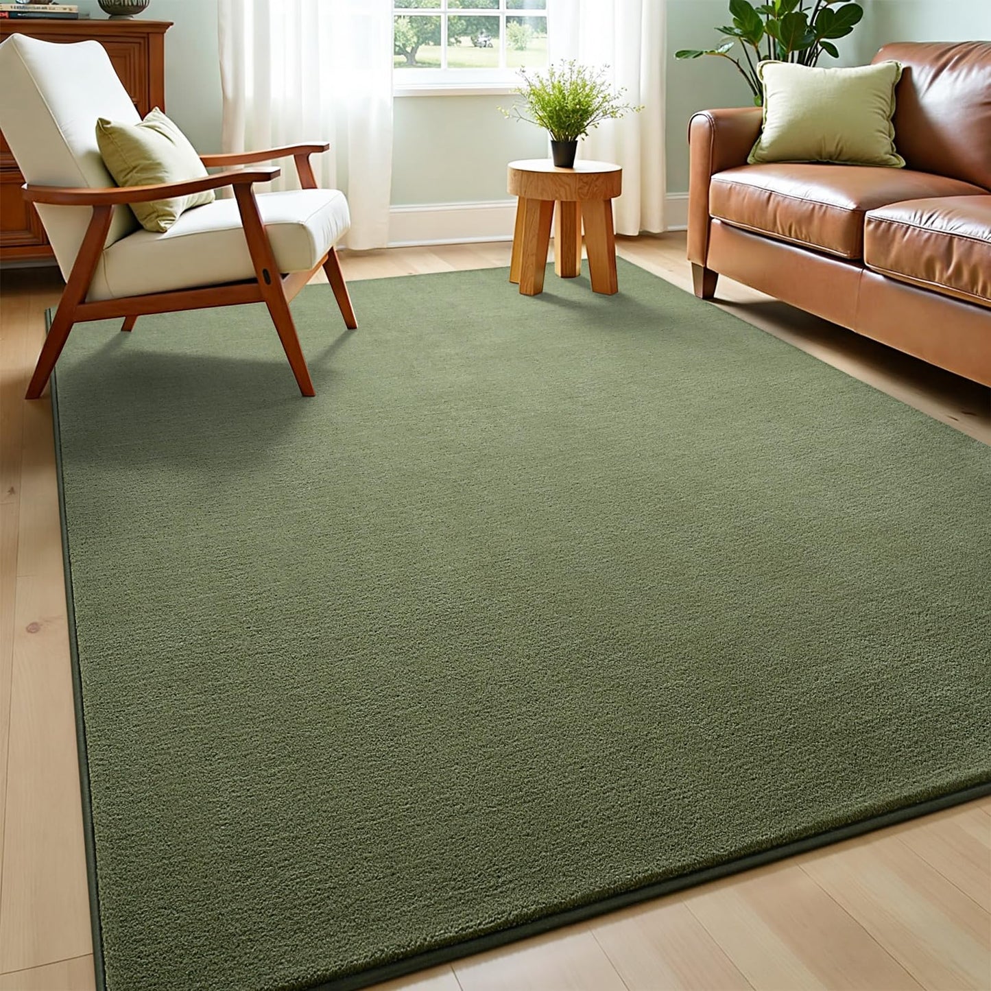 Vasofe 4x6 Soft Rugs for Living Room Bedroom, Sage Green Modern Washable Non-Slip Area Rug, Indoor Memory Foam Fluffy Carpets for Boys Girls Room Playroom Nursery Thick Office Mat Home Decor