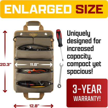 The Ryker Bag Tool Organizers - Small Tool Bag W/Detachable Pouches, Heavy Duty Roll Up Tool Bag Organizer : 6 Tool Pouches - Gifts for Dad Tool Roll Organizer For Mechanic, Electrician & Hobbyist