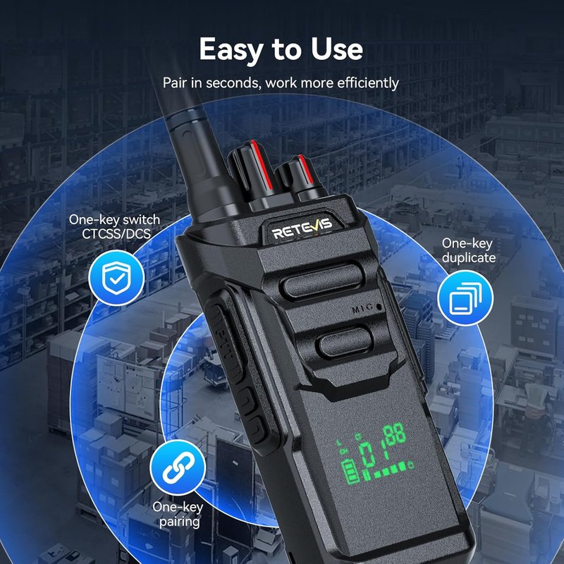 Retevis RT48H Waterproof Walkie Talkies - Rugged Long Range 2-Way Radio with Earpiece | 6-Pack