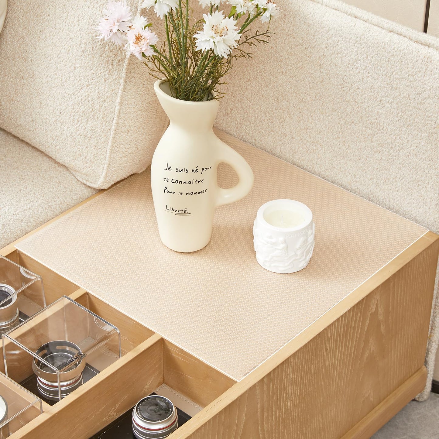 ALIUNI 100% EVA Shelf Liner for Kitchen Cabinet, 12" x 240" Drawer Liners Non Adhesive Non Slip Waterproof Plastic Paper, Dresser Pantry Bathroom Refrigerator Protector, Clear