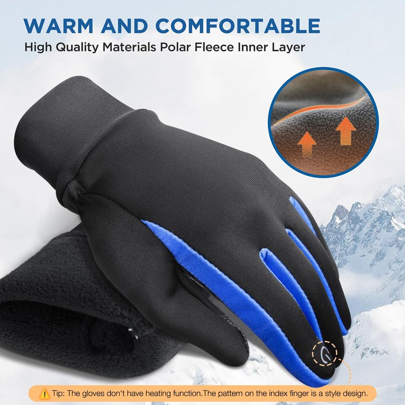 SIMARI Kids Winter Gloves with Touchscreen, Water-Resistant, Warm Thermal, Windproof for Boys Girls Toddler, Gloves for Cold Weather Cycling Running Snow Ski Football Soccer Hiking Camping (Blue S)