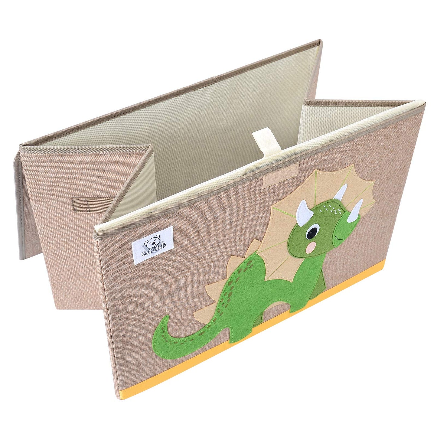 CLCROBD Foldable Kids Large Toy Chest with Flip-Top Lid, Collapsible Fabric Animal Toy Storage Organizer/Bin/Box/Basket/Trunk for Toddler, Children and Baby Nursery (Dinosaur)