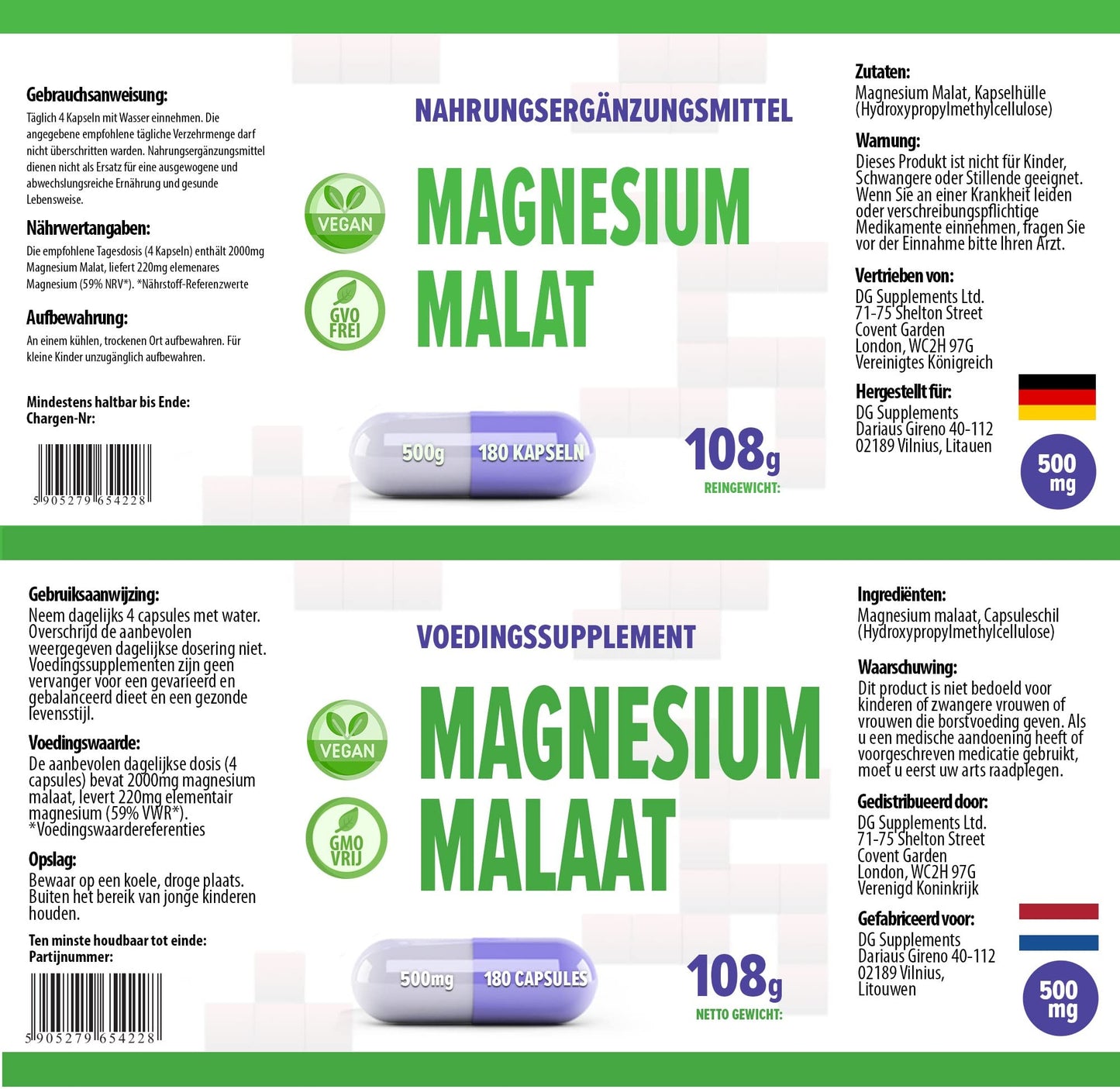 Hepatica Magnesium Malate 2000mg Per Serving – 180 Vegan Capsules | High-Strength Muscle, Energy & Nervous System Support | 3rd Party Lab Tested | No Fillers or Bulkers