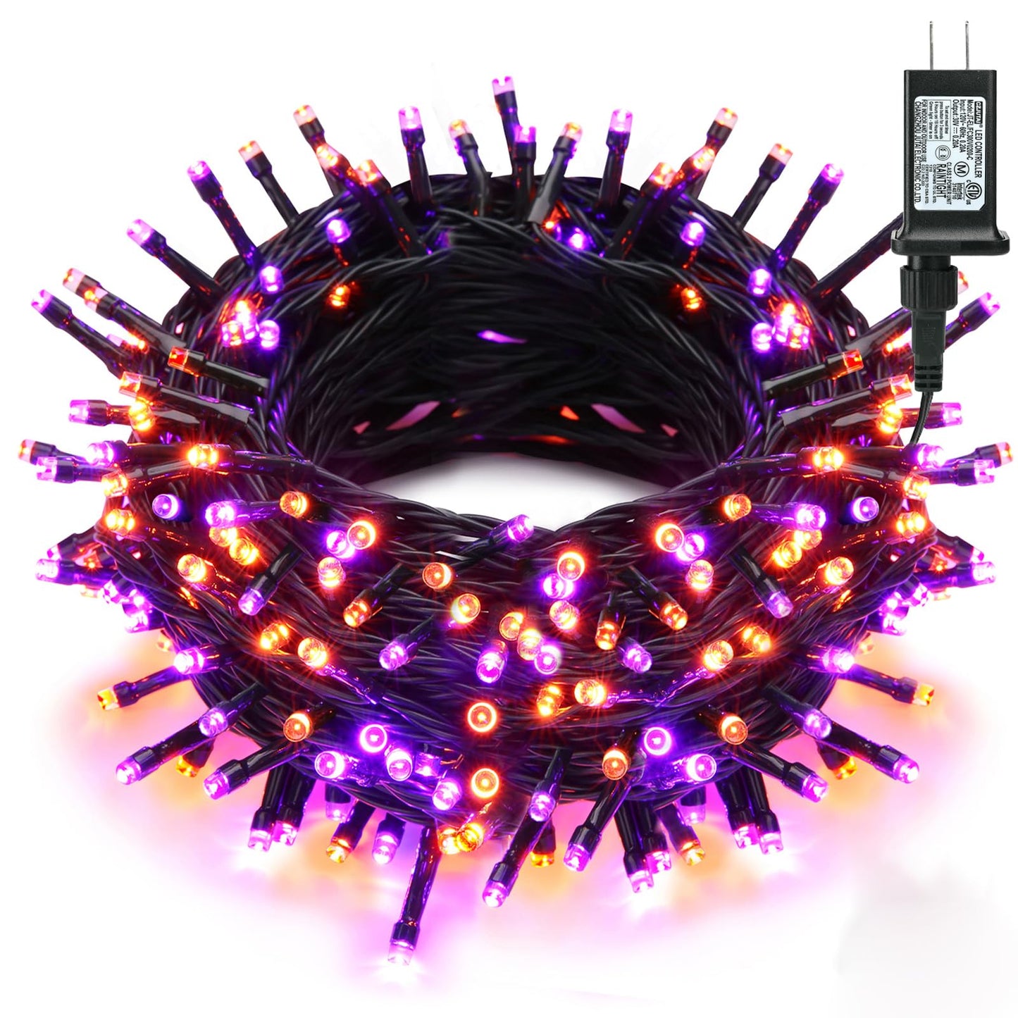 Brizled Purple & Orange Halloween Lights, 95.14ft 240 LED Halloween String Lights Connectable with Timer, 8 Modes Outdoor Orange Light, Plugin Mini Light Waterproof for Outside Spooky Decoration