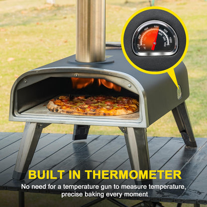 aidpiza Pizza Oven Outdoor 12" Wood Fired Pizza Ovens Pellet Pizza Stove for outside, Portable Stainless Steel Pizza Oven for Backyard Pizza Oven