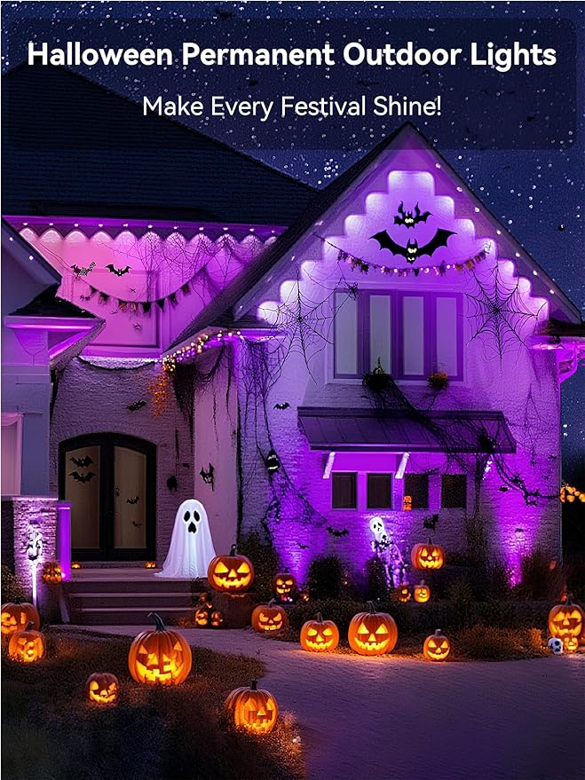 Permanent Outdoor Lights, 500FT RGB IP67 Waterproof Eaves Lighting, Smart LED Outside House Lights with App/Remote Control for Halloween, Christmas Decor, Holiday, Party, Daily, All Year-Round