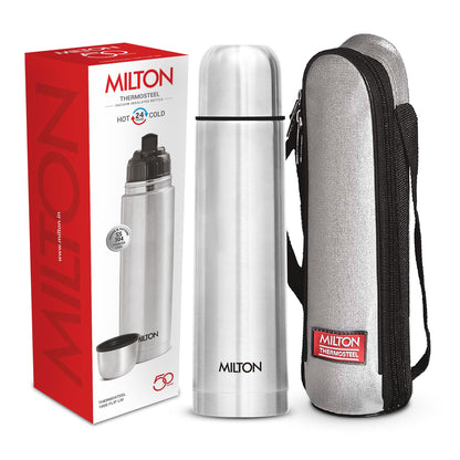 Milton Vacuum Flask for Hot Drink 1 Litre (34 oz), Stainless Steel Double Walled Insulated Water Bottle for 24 Hour Hot and Cold Drinks with Cover, Leak Proof, BPA Free, Thermosteel Flip Lid 1000 ml