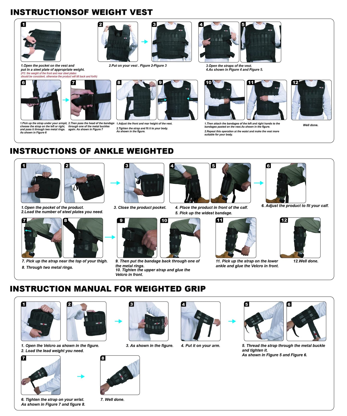 Adjustable Weighted Vest Set with Arm Weights and Leg Weights, Weight Training Workout Set, Weights Jacket & Wrist Weights & Ankle Weights (Including Weights: 96-100 Steel Plates)