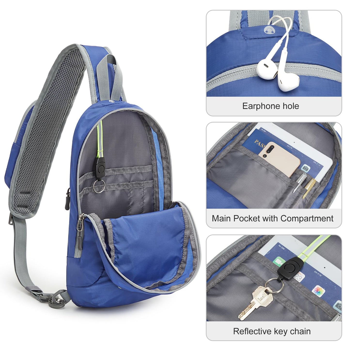 G4Free Sling Bag RFID Blocking Crossbody Backpack with Front Pocket Hiking Daypack Chest Bag for Women Men