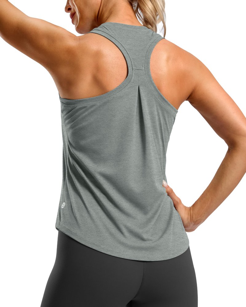 G Gradual Women's Workout Tank Tops Racerback Athletic Yoga Tops Loose Fit Sleeveless Running Gym Sports Shirts for Women(Sage Grey Heather,XL)