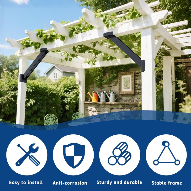 TAYORY 8 Pcs 45 Degree Angle Brackets, 4x4 Pergola Brackets Kit , for 4''x4'' Lumber (Actual: 3.6''x3.6'') , for Wooden Structures Such as Pergolas, Gazebos