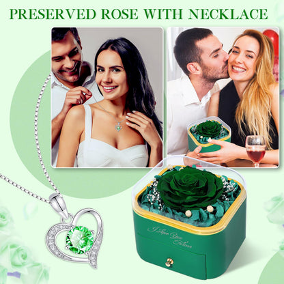 Beferr Valentines Day Gifts for Her Preserved Real Rose with Necklace Eternal Roses Forever Flowers for Delivery Prime Mothers Anniversary Birthday Gifts for Women Mom Grandma Wife Daughter Girlfriend
