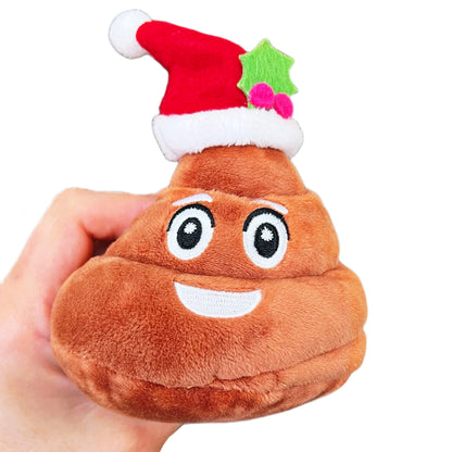 Farting Santa Poop Toy with 7 Funny Fart Sounds - Great for Stocking Stuffers, Secret Santa, or Christmas Gag Gifts - Durable Fake Poop Funny Dog Toy is 4x4.5 - Soft Plush Christmas Novelty