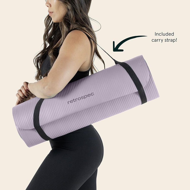 Retrospec Solana Yoga Mat - 1" Thick Non-Slip Exercise Mat for Home Yoga, Pilates & Fitness | Includes Nylon Strap
