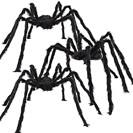 JOYIN 3 Pcs Halloween Spiders Outdoor Decoration, Halloween Decor Outside, 5 Ft Large Hairy Giant Multi Color Spider Set for Yard Lawn Porch Decor Indoor Haunted House Scary Prop（59″Black）