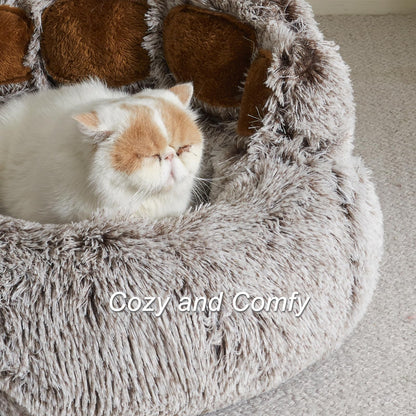 Jiupety Dog Bed with Standing Bear Paws | Cozy Comfy Dog Donut Bed | Gray M Size 22'X22' X6'