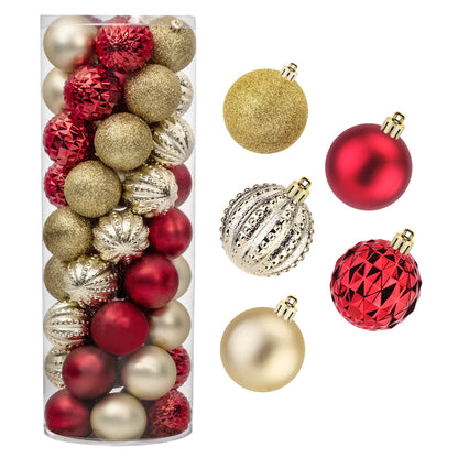 45Pcs 6cm/2.36inch Christmas Balls Glitter Christmas Tree Ornaments Hanging Christmas Home Decorations for Home House Bar Party（Red/Gold