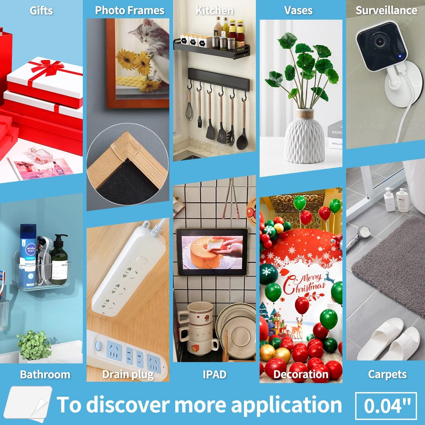 Art3d Double-Sided Mounting Tape (10FT), Multipurpose Removable Adhesive Foam Tape, Transparent, Household