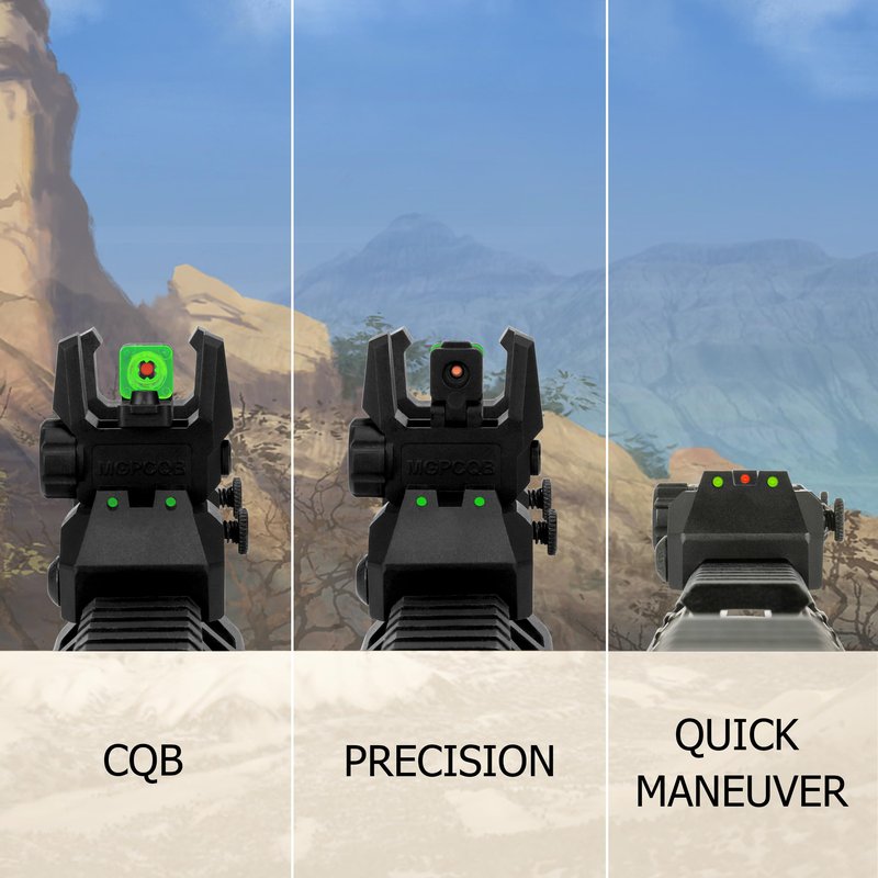 Aecktech Fiber Optic Sights,with Green and Red Full Fiber Optics Dots Polymer Fiber Optics Sights Front and Rear Backup Sights (Big Front Red Rear Green Black)