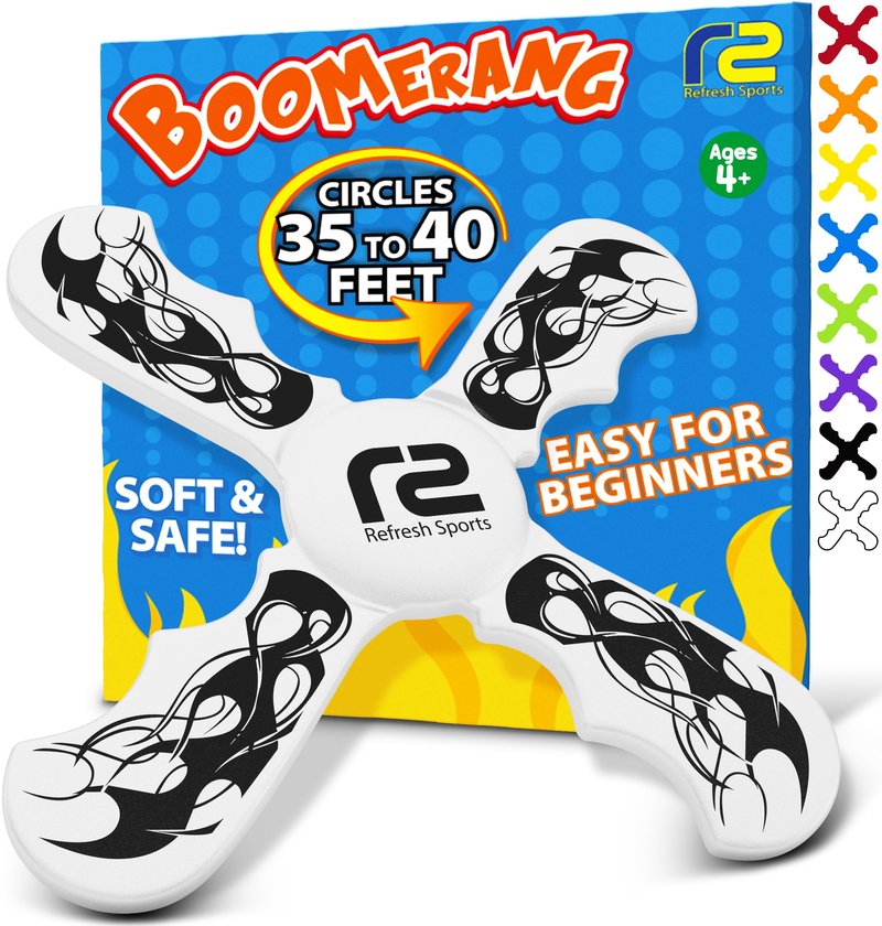 Boomerang for Kids - It Really Does Fly Back - Fun & Easy to Use Toy for Boys & Girls - Soft Foam Design Allows for Safe Play & Great Beginner Toy Gift Idea for Boys - Birthday Gift Ideas Stuffers