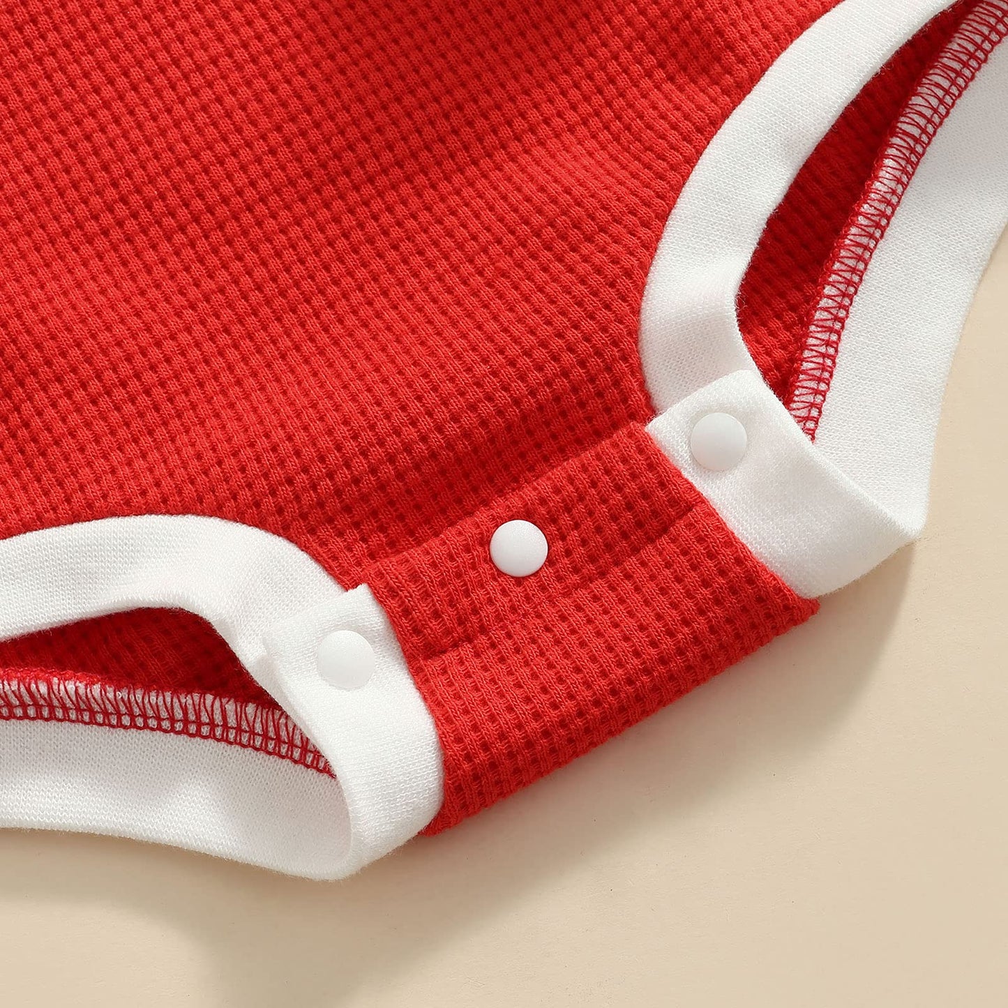Baby Girl Boy Christmas Sweater Outfit Santa Baby Crewneck Sweatshirt Romper Long Sleeve Oversized Waffle Knit Onesie Pullover Top (A Waffle Knitted Santa Red,0-6 Months)