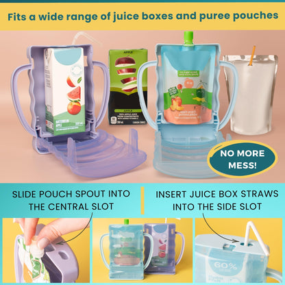 Dinneractive Sip Wiz - Baby Pouch Holder No Squeeze Pouch Food Pouches & Juice Box Holder - Anti-Squeeze Yogurt Pouch Reusable Toddler Essentials