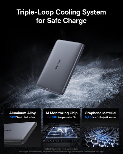 Baseus Picogo Magsafe Portable Charger, Qi2 Certified 0.5" Ultra Slim 15W Wireless Power Bank, 10000mAh 27W Fast Charging Magnetic Battery Pack with USB-C for iPhone 17/16/15/14/13/12 Series Only