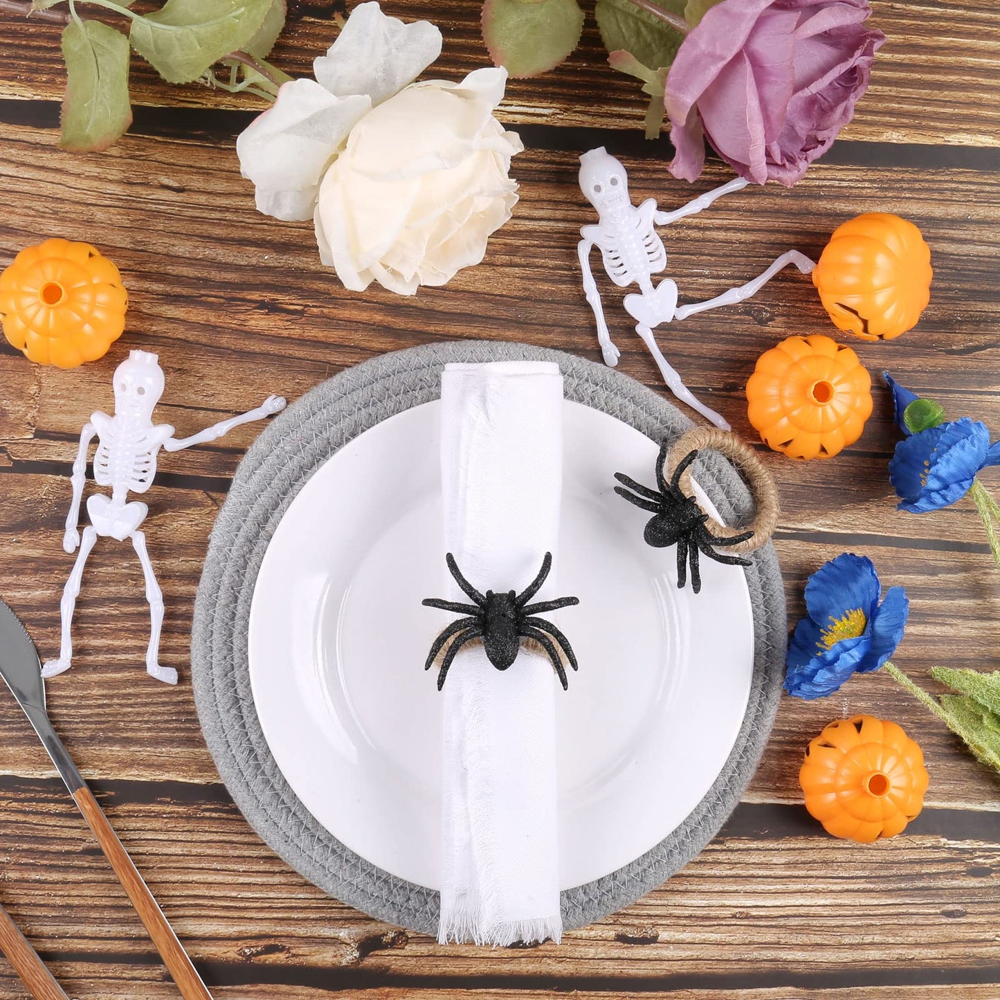 Kalopro Spider Napkin Rings Set of 6,Halloween Napkin Holder Rings,Black Napkin Ring for Halloween,Valentine’s Day,Wedding,Birthday Party,Thanksgiving Day,Christmas Day,Dining Table (Black Spider)