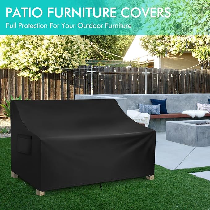 WLEAFJ Patio Sofa Cover Waterproof, 3-Seater Outdoor Sofa Cover, Heavy Duty Deep Lounge Loveseat Cover, Large Lawn Patio Furniture Covers with Air Vent, 78’’ W x 33’’ D x 32’’ H