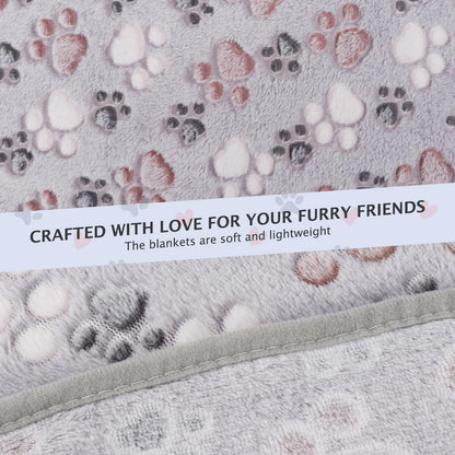 BVAGSS 6 Pack Small Dog Blanket, Super Soft Warm Pet Cover Blankets, Paw Print Puppy Fleece Flannel Blanket for Small Medium Dogs and Cats XH075 (60 x 40 cm, Grey)