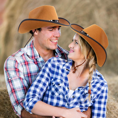Fun Central - Brown Felt Studded Cowboy Hat - Unisex